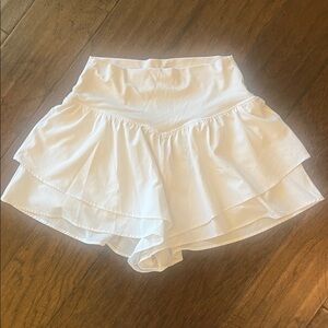 Aerie White Tiered Flirty Athletic Shorts